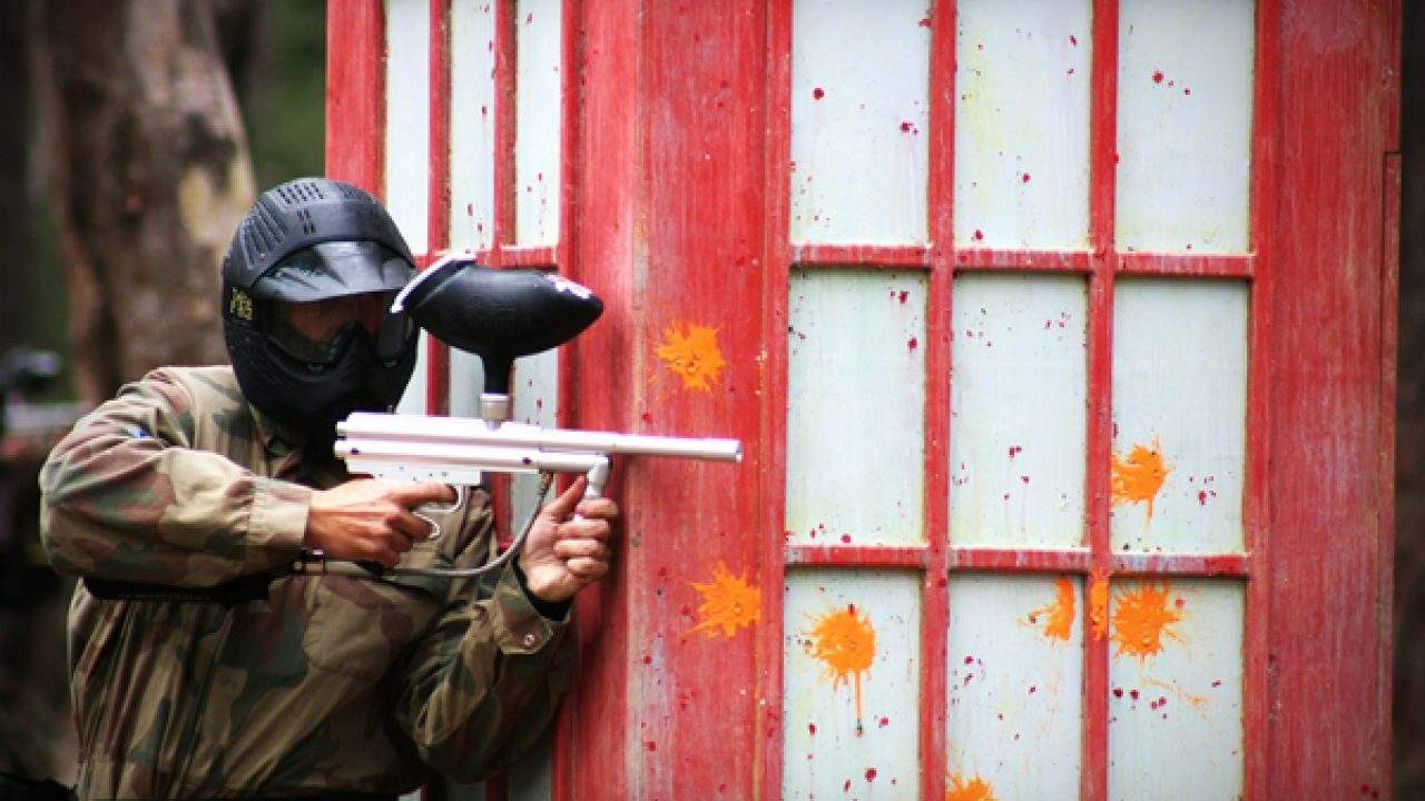 A player at a red phone box in London Apocalypse